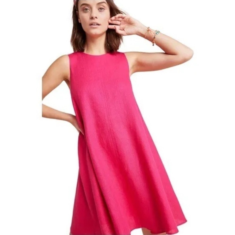Maeve 100% Linen Melbourne Swing Dress size XS pink Anthropologie dress - Picture 2 of 11